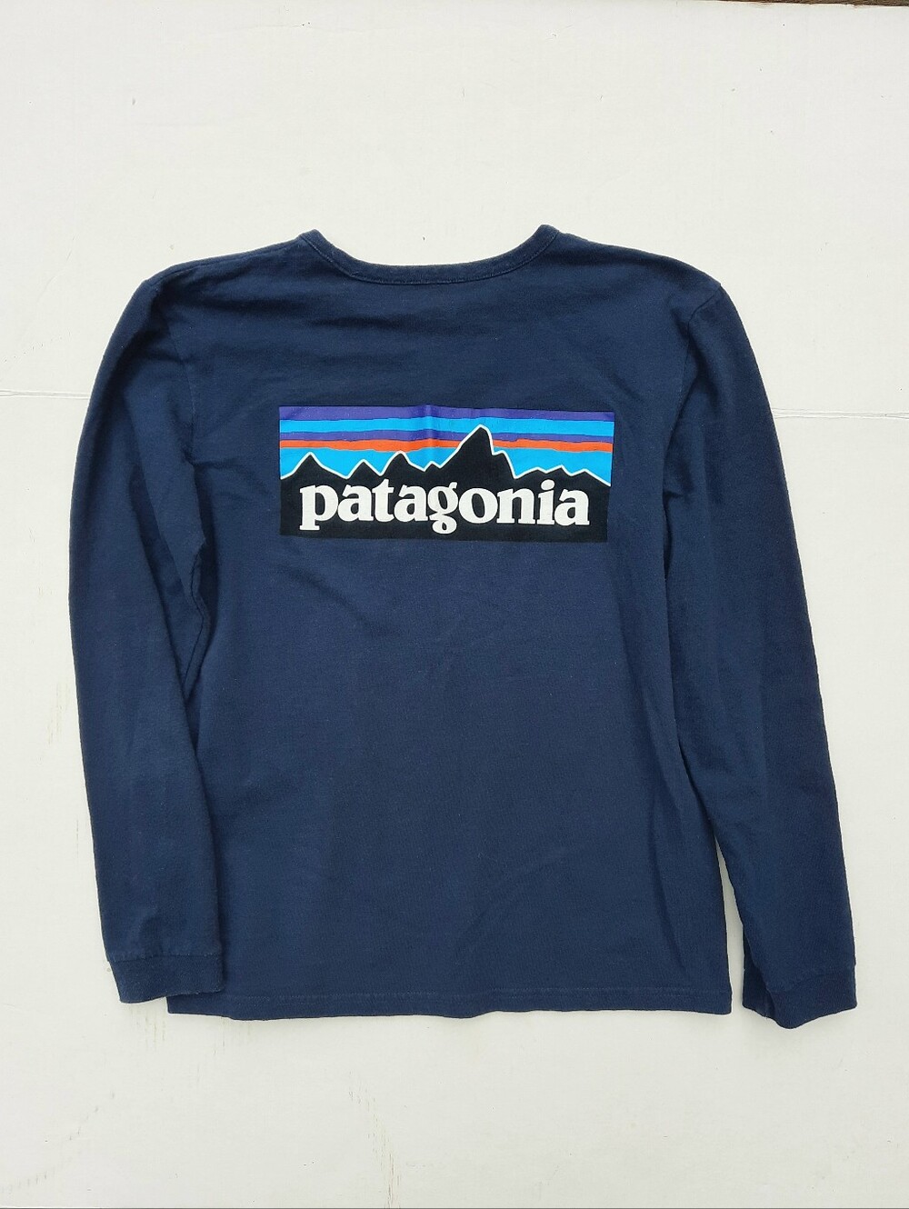 PATAGONIA Navy Long Sleeve Tee, Recycled Bottles and Cotton